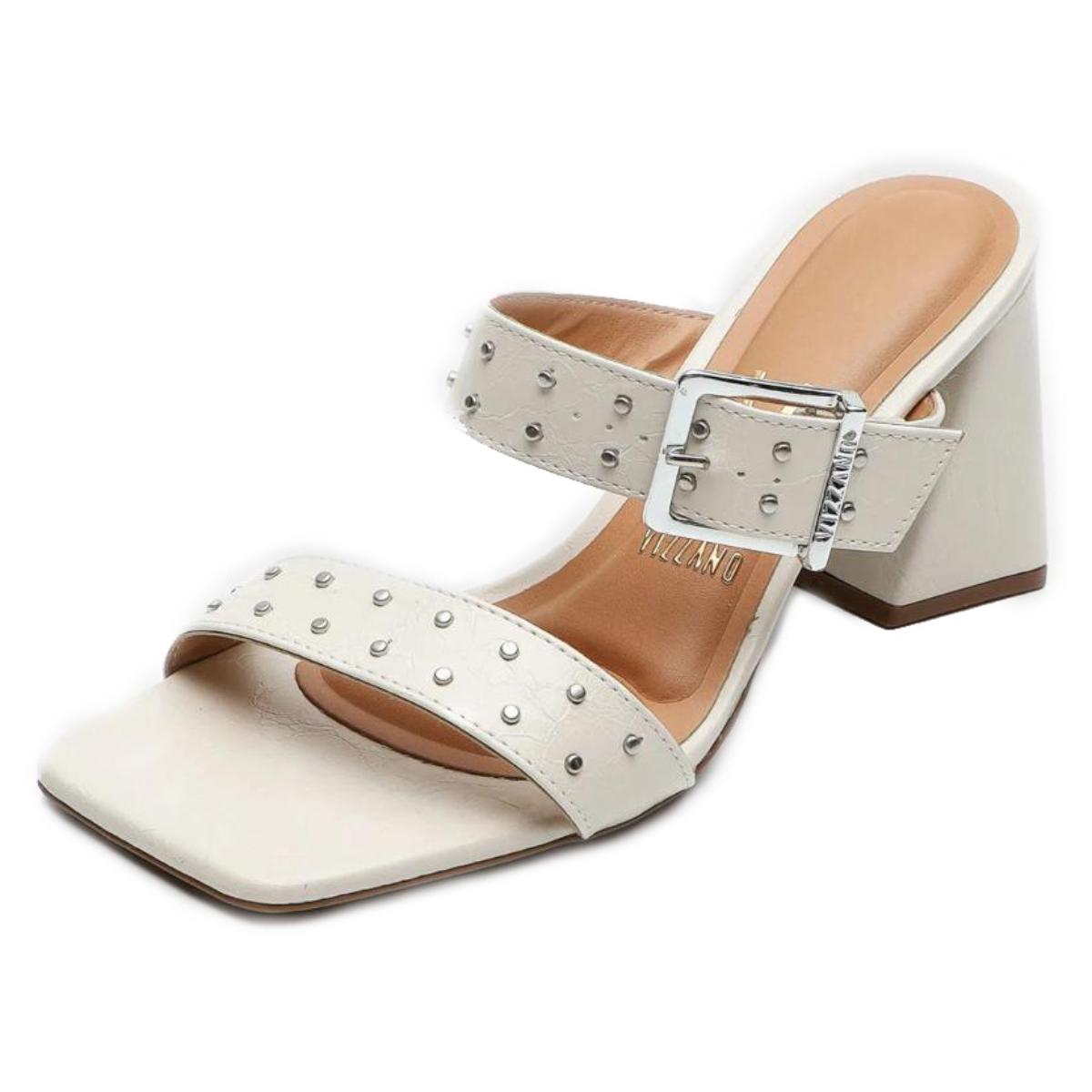 Tamanco Vizzano Fivela Spikes Salto Bloco Branco Compre Agora