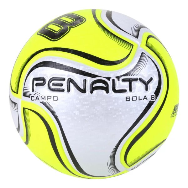 Bola de Futebol Campo Penalty 8 X - Branco e Amarelo