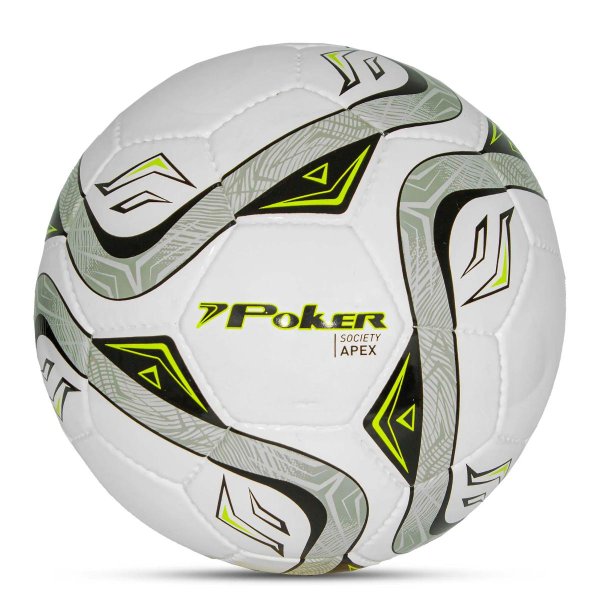 Bola de Futebol Society Semi-Profissional Poker Apex 32 Gomos - Cinza e Verde