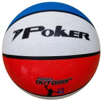 Bola de Basquete Poker Outdoor 7 - Branco e Azul