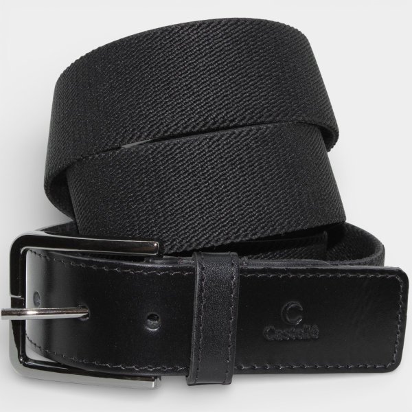 Cinto de Elástico Couro Casteliê 340014 Masculino - Preto