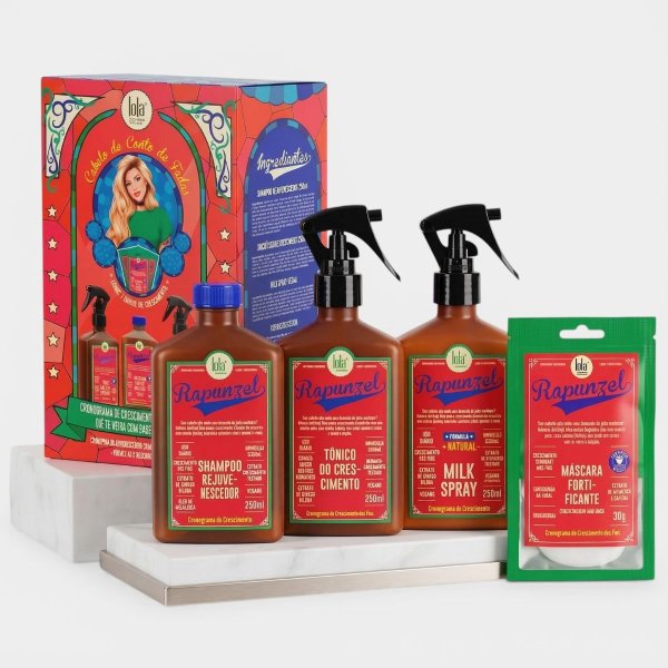 Kit Lola Rapunzel Linha Crescimento Capilar - Shampoo + Tônico + Milk + Máscara Fortificante