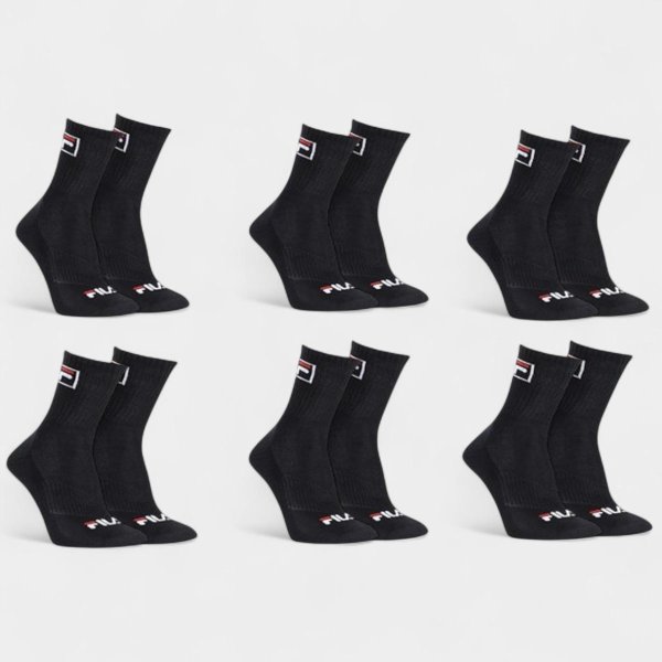Kit Meia Fila Cano Alto C/ 6 Pares - Preto
