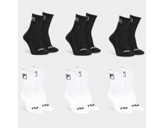 Kit Meia Fila Cano Alto C/ 6 Pares - Preto e Branco
