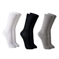 Kit 3 Pares Meia Cano Alto Atoalhada Lupo Masculina - Preto e Branco