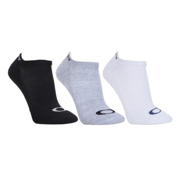 Kit Meia Oakley Bark Low Quarter 3 Masculina - Branco e Preto