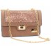 Bolsa Casteliê Casual Strass Feminina - Marrom Claro
