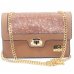 Bolsa Casteliê Casual Strass Feminina - Marrom Claro