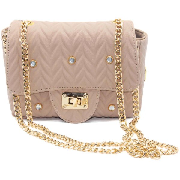 Bolsa Casteliê Casual Texturizada Apliques Feminina - Bege