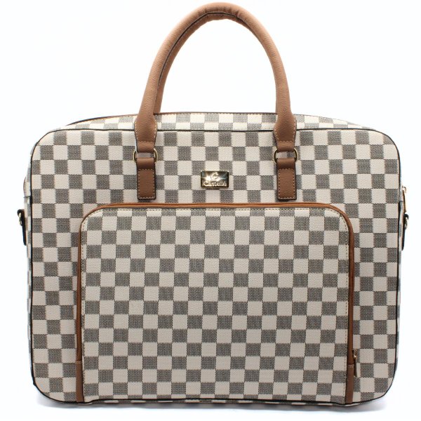 Bolsa Casteliê Pasta Casual Feminina - Off White e Marrom