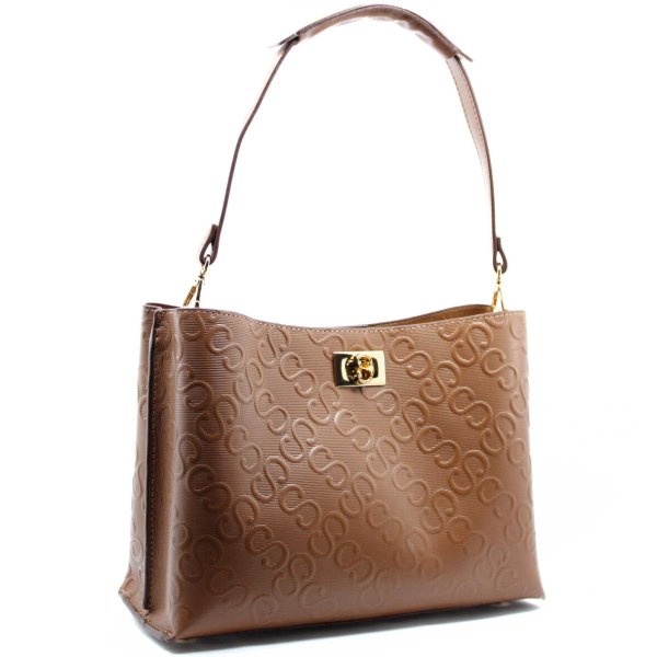 Bolsa Classe Couro Legítimo Texturizada S Feminina - Marrom