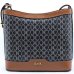 Bolsa Classe Couro Legítimo Casual Canvas Feminina - Marrom Escuro e Preto