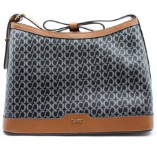 Bolsa Classe Couro Legítimo Casual Canvas Feminina - Marrom e Preto