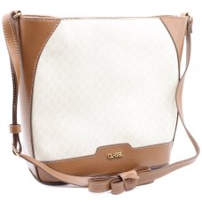 Bolsa Classe Couro Legítimo Casual Canvas Feminina - Creme