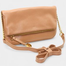 Bolsa Classe Couro Legítimo Casual Feminina - Bege