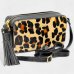 Bolsa Classe Couro Legítimo Malu Bag Charm Animal Print Feminina - Marrom e Preto