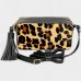 Bolsa Classe Couro Legítimo Malu Bag Charm Animal Print Feminina - Marrom e Preto