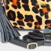Bolsa Classe Couro Legítimo Malu Bag Charm Animal Print Feminina - Marrom e Preto