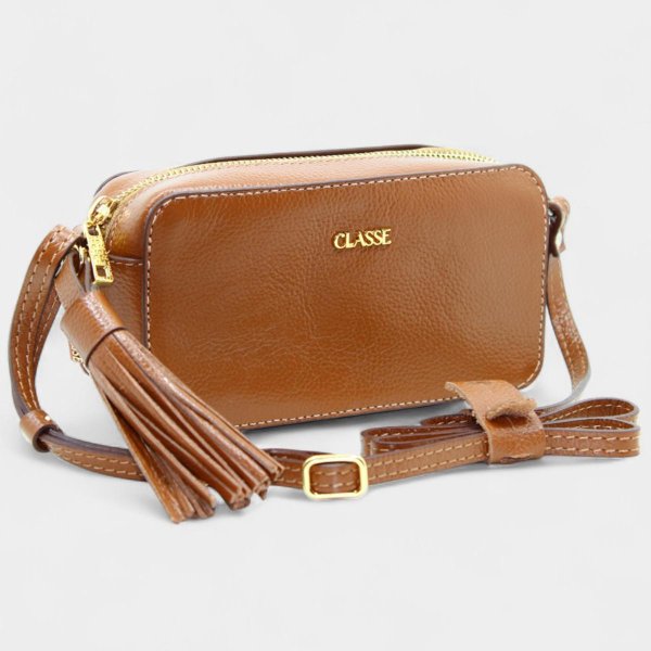 Bolsa Classe Couro Legítimo Malu Bag Charm Feminina - Marrom