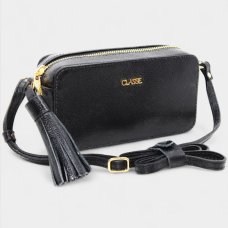 Bolsa Classe Couro Legítimo Malu Bag Charm Feminina - Preto