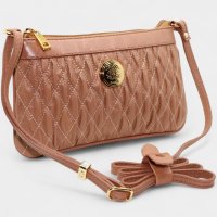 Bolsa Crossbody Classe Couro Legítimo Casual Kelly Feminina - Bege