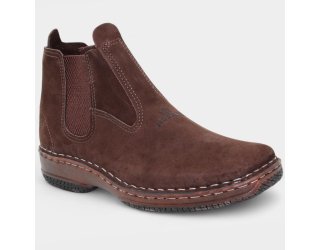 Botina Couro Moreira Espiguete Masculina - Marrom
