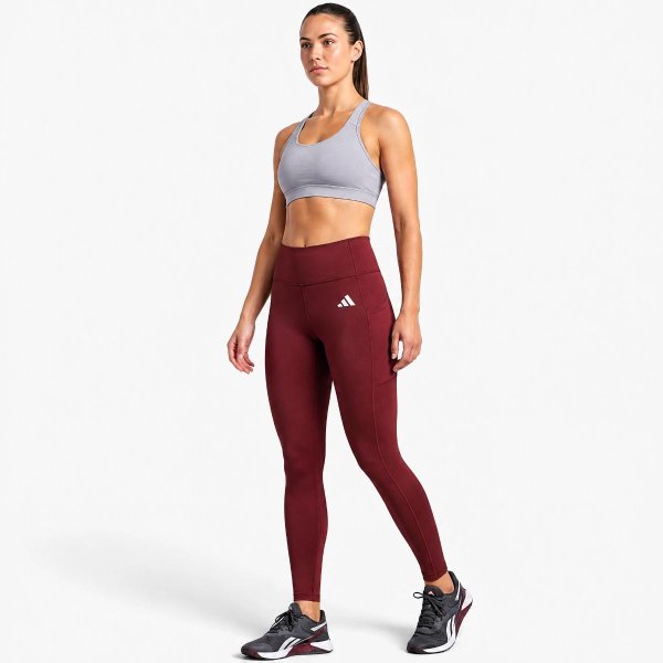 Calça Legging Adidas Com Bolso Feminina - Vinho