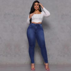 Calça Jeans Vizzary Skinny Cintura Alta Feminina - Azul Royal