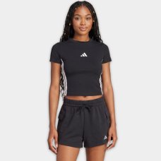 Camiseta Adidas 3 Barras Essentials Slim Feminina - Preto e Branco Camiseta Adidas 3 Barras Essentials Slim Feminina - Preto e Branco