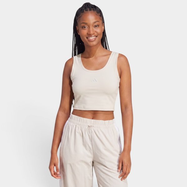 Cropped Adidas Sleeveless Small Logo Essentials Feminino - Bege