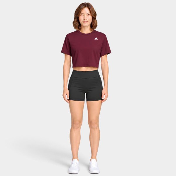 Cropped Adidas Workout Essentials Min Tee Feminino - Vinho