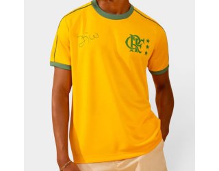 Camiseta Flamengo Básica Zico Destino Masculina - Amarelo e Verde