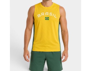 Regata Brasil Brisa Masculina - Amarelo e Verde Regata Brasil Brisa Masculina - Amarelo e Verde