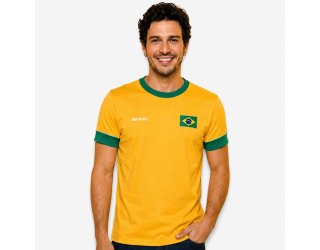 Camiseta Braziline Brasil Saga Masculina - Amarelo e Verde Camiseta Braziline Brasil Saga Masculina - Amarelo e Verde