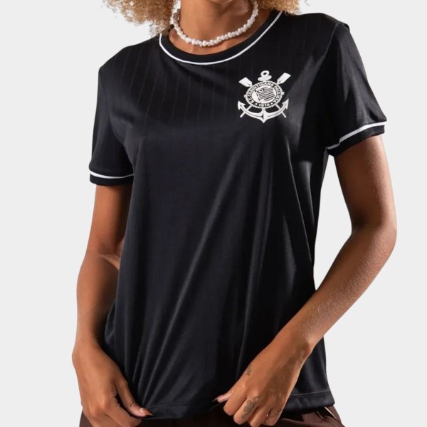 Camiseta Corinthians Arte Feminina - Preto