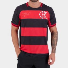 Camisa Flamengo Zico Bench Raglan Masculina - Preto e Vermelho
