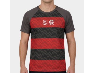Camiseta Flamengo Harmonia Masculina - Cinza e Vermelho