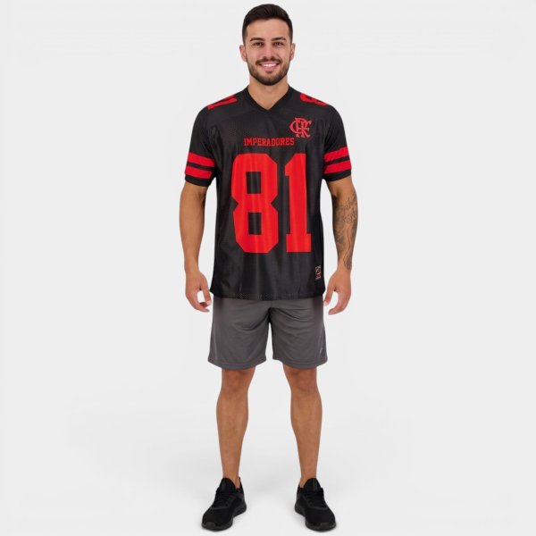 Camiseta Braziline Flamengo Imperadores Kicker Masculina - Preto e Vermelho