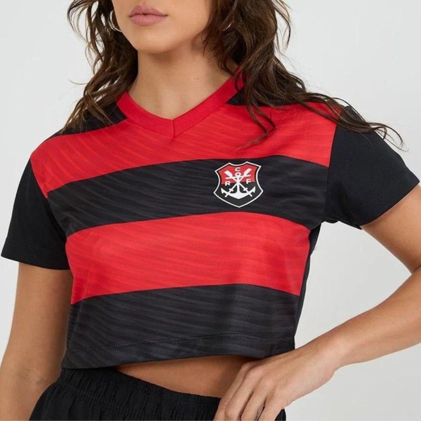 Cropped Flamengo Movimentar Feminino - Preto e Vermelho