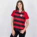 Camiseta Flamengo Manto Raglan Feminina - Preto e Vermelho