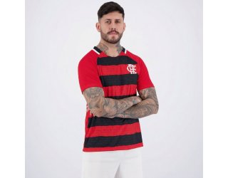 Camiseta Flamengo Manto Raglan Masculino - Preto e Vermelho Camiseta Flamengo Manto Raglan Masculino - Preto e Vermelho