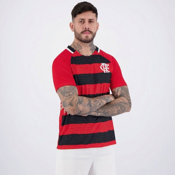 Camiseta Flamengo Manto Raglan Masculino - Preto e Vermelho
