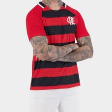 Camiseta Flamengo Manto Raglan Masculino - Preto e Vermelho