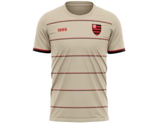 Camiseta Flamengo Troféu Masculina - Bege e Preto