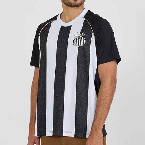 Camisa Santos Mosaico Masculino - Preto e Branco