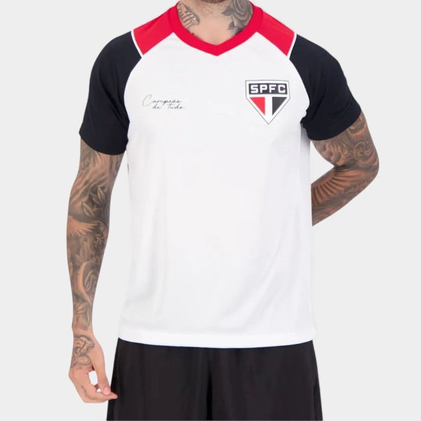 Camisa São Paulo Intensidade Masculina - Branco e Preto