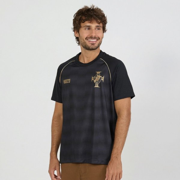 Camiseta Vasco da Gama Mosaico Raglan Masculino - Preto