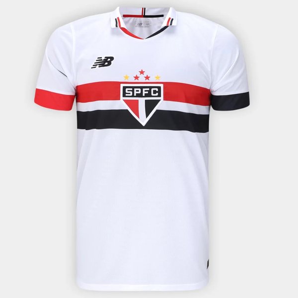 Camisa São Paulo I 24/25 s/n° Torcedor New Balance Masculina - Branco e Vermelho