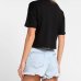 Camiseta Cropped Puma Essentials Logo Feminina - Preto