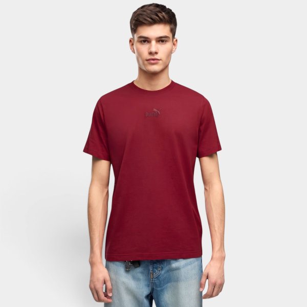 Camiseta Puma Logo Tee Gamet Masculina - Vermelho